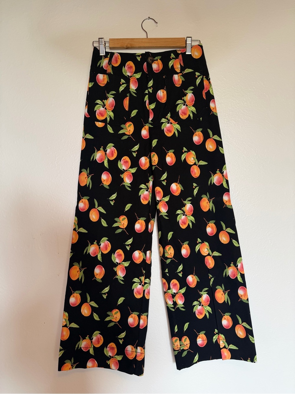 Anthropologie Maeve Peach-Print Wide-Leg Pants size 26